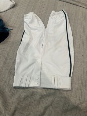 Men's White Track Joggers with Black Side Stripe